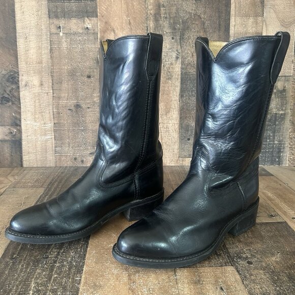 Acme Vintage Black Oil Resistant Western Cowboy Boots Mens 10.5 EW - Picture 6 of 12